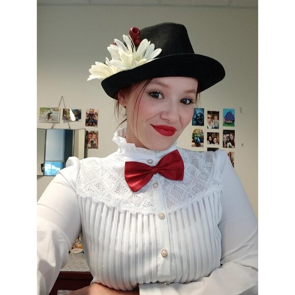 Women's Vintage Pleated Button Down Blouse Chiffon Long Sleeve Stretch - Picture 6 of 6